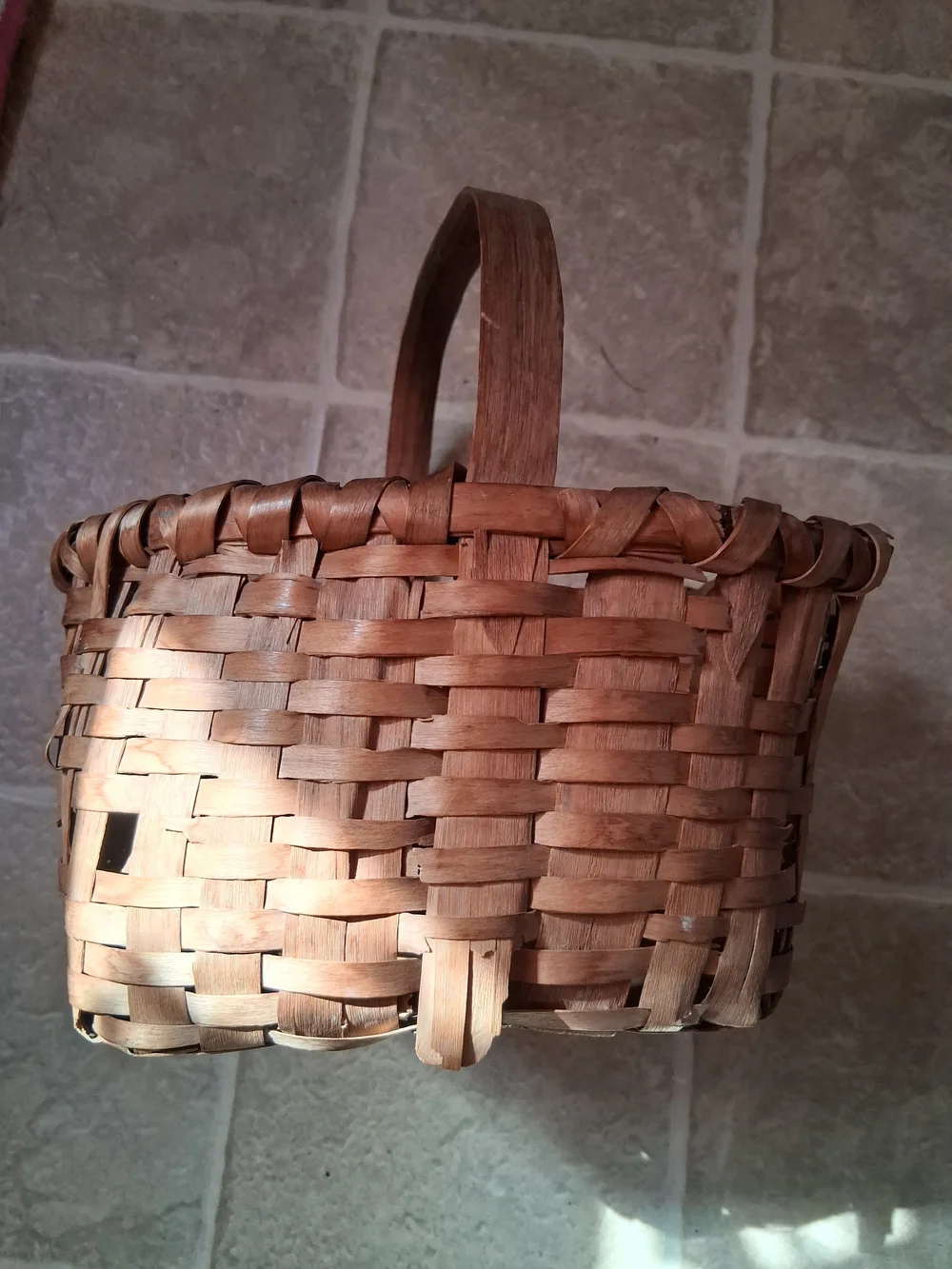 Vintage Handwoven Basket with Handle
